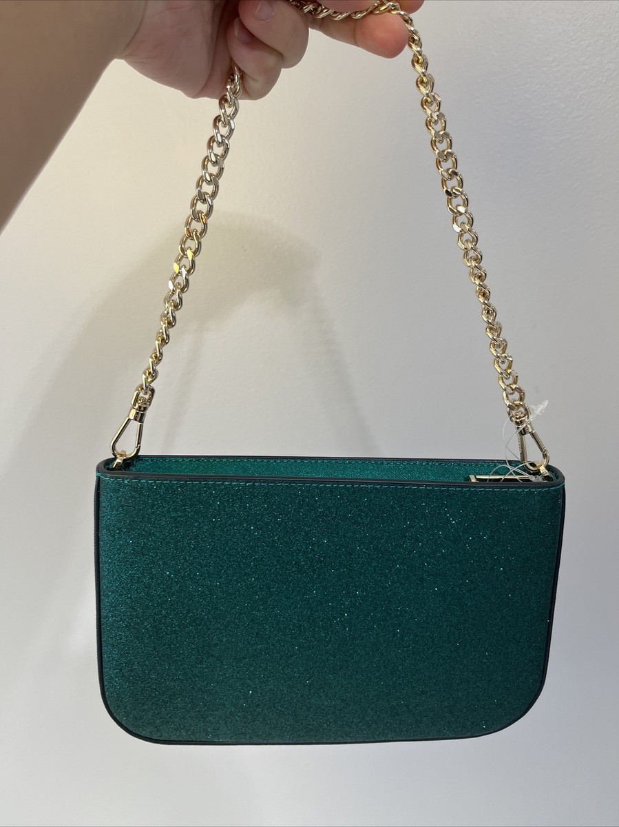 NWT Kate Spade Glimmer Glitter Pochette Chain Bag Clutch Festive