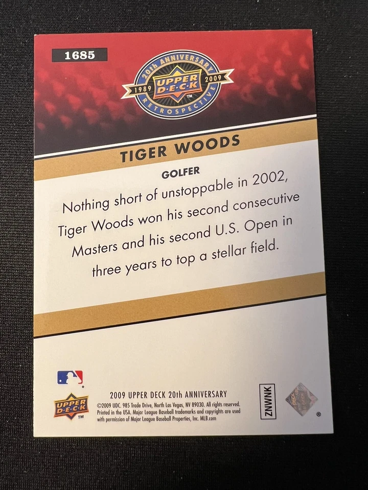 2009 Upper Deck 20th Anniversary Retrospective Sports Tiger Woods #1685 - Image 2 of 2