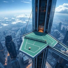 Digital Picture of Beautiful Tennis court with tower printable file