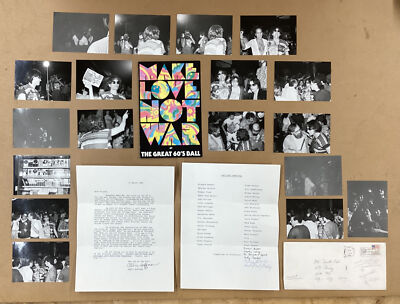 Abbie Hoffman Signed Letter & The Great 60s Ball Ephemera 1986 counterculture 