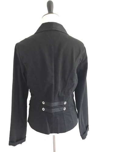 CAbi Motorcycle Blazer Military Womens Size 8 Black Jacket Fitted Long Sleeves - Picture 4 of 10