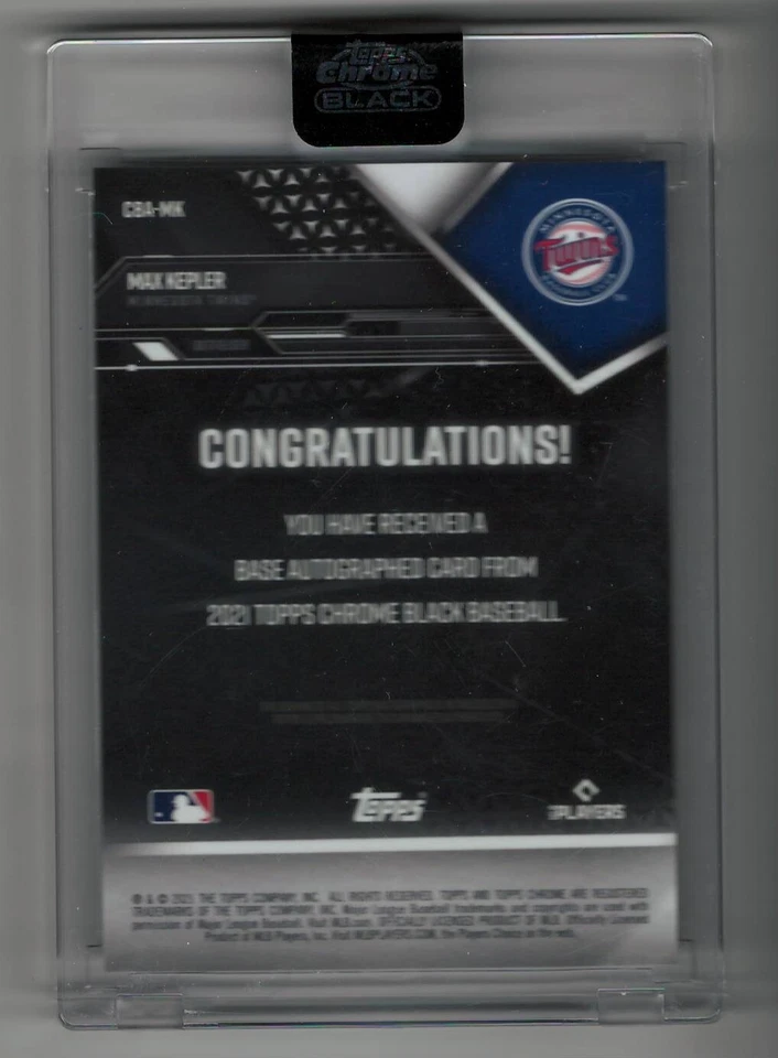 2021 TOPPS CHROME BLACK AUTOGRAPH #CBA-MK MAX KEPLER  - Image 2 of 2