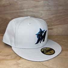 New Era 59FIFTY Miami Marlins Retro Stone Fitted Hat Baseball MLB Sz 8
