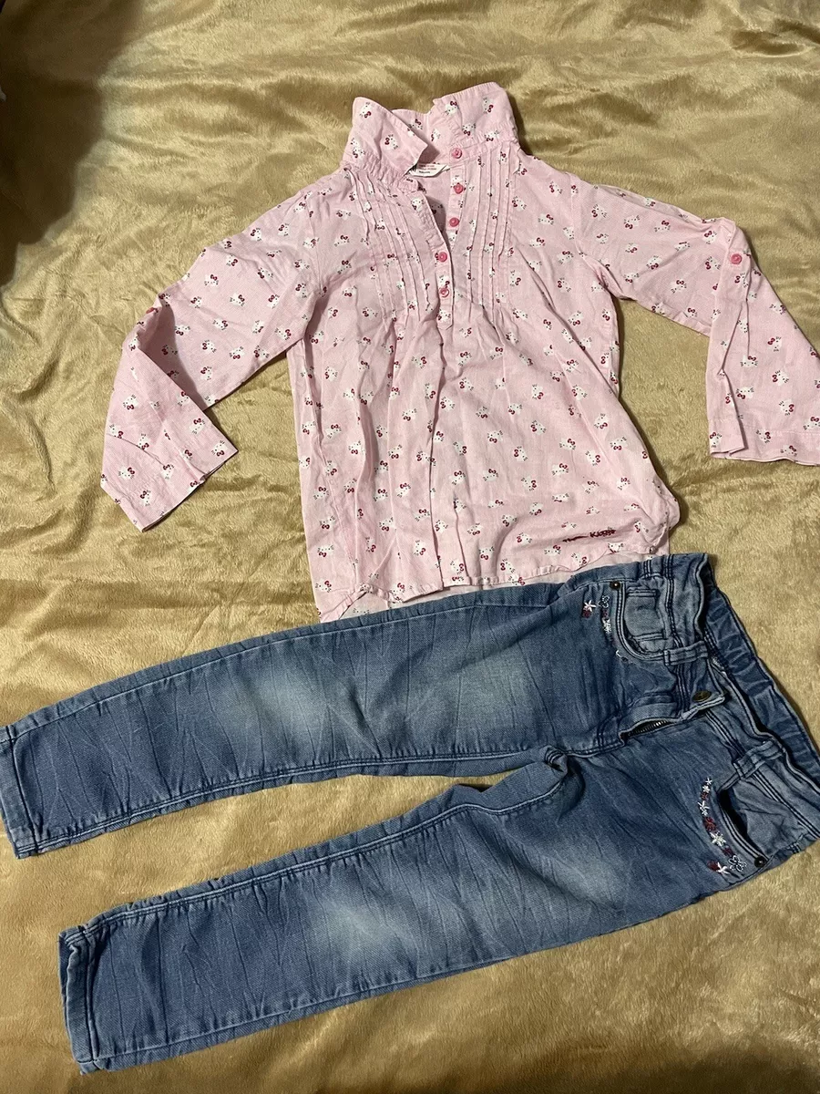 M dchen Bekleidungs Set Paket Gr.116 Jeans und Hello Kitty Bluse