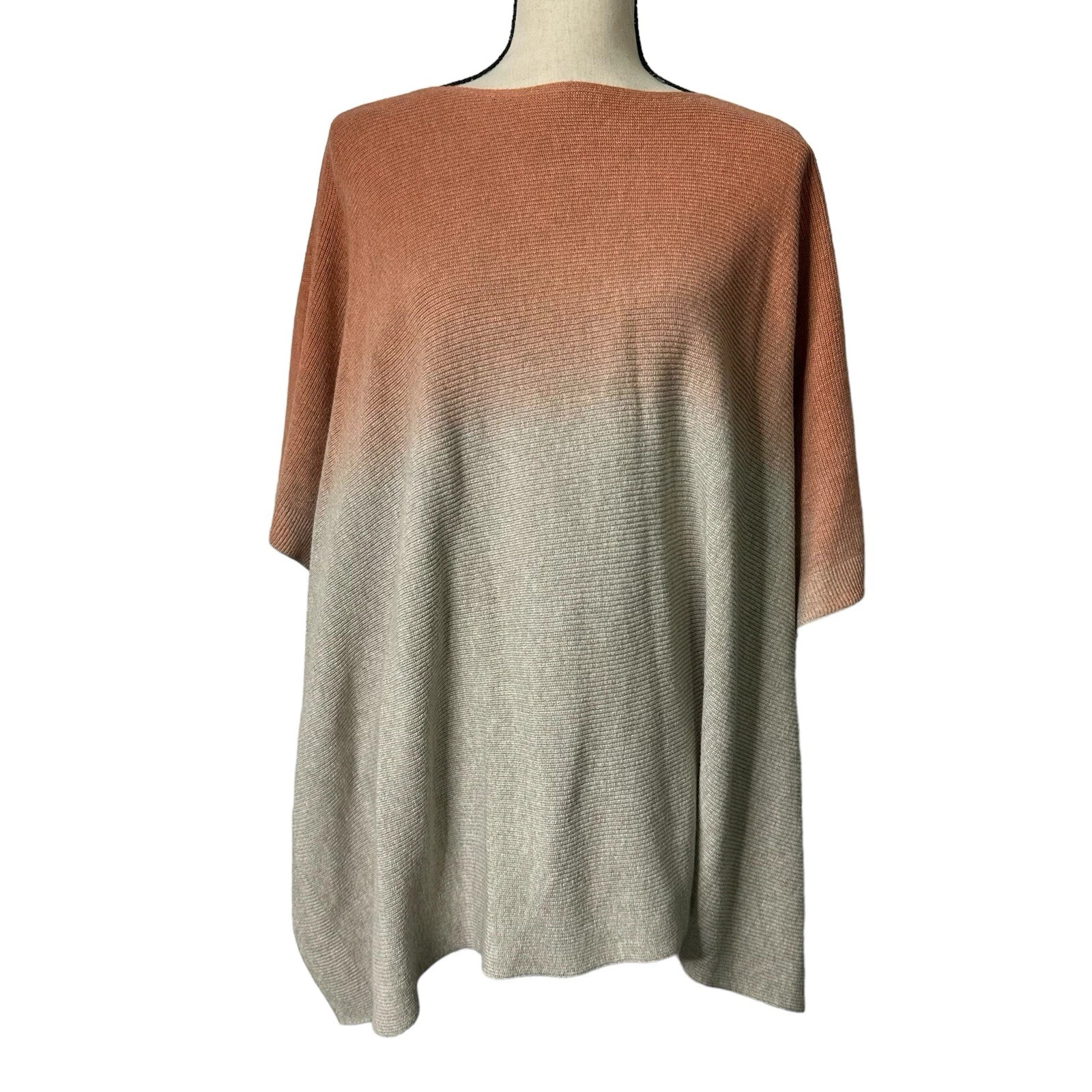 Pure Jill Poncho Womens Onse Size Ombre Orange Gray NEW Outerwear