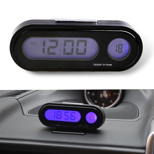1 PC Car 2.95" x 1.1" x 0.7" Digital Clock with Thermometer, Angle Adjustable - Picture 1 of 6