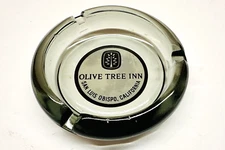 Vintage OLIVE TREE INN San Luis Obispo, CA Smoke Gray Glass Ashtray 4.25"