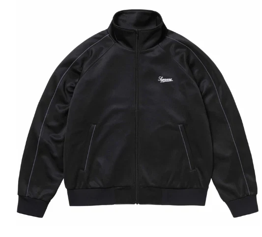 Veste de piste Supreme Tricot noire taille moyenne logo classique poly fermeture éclair complète