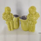 Red Wing Pottery Planter Vase 1344 1345 Boy Girl Asian Bouquet Green