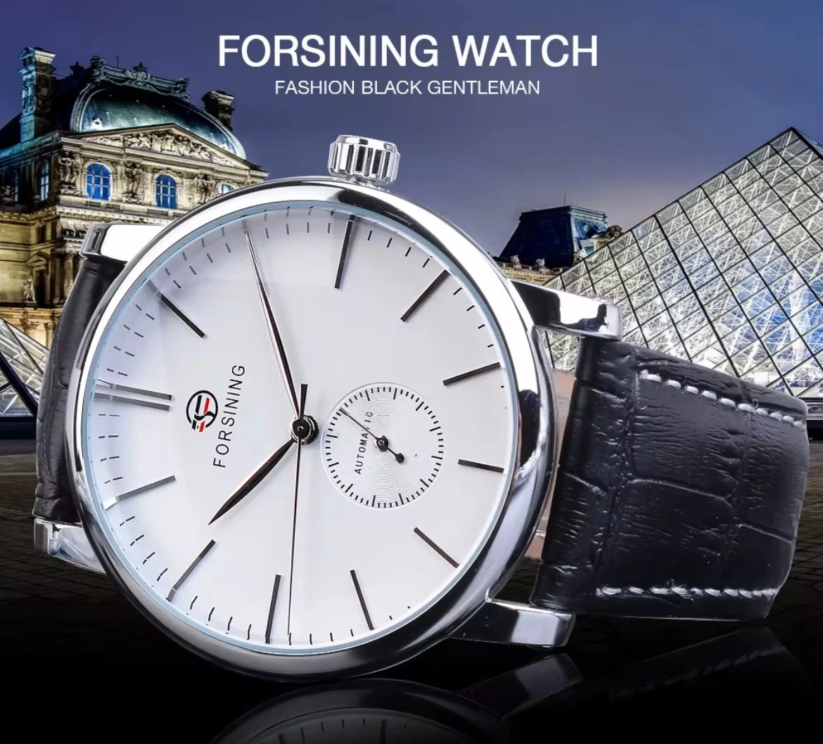 Forsining da uomo in acciaio inox meccanico automatico orologio da