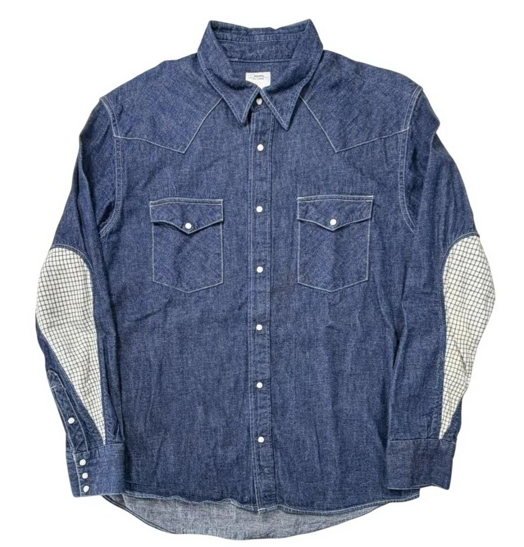 VISVIM Denim Long Sleeve Casual Button-Down Shirts for Men for