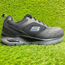 Skechers Arch Fit Angis Mens Size 8.5 Black Gray Composite Toe Safety Work Shoes