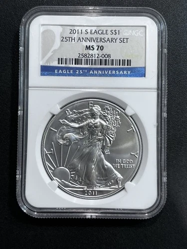 2011 S Silver American Eagle NGC MS70  25th Anniversary Burnished San Francisco