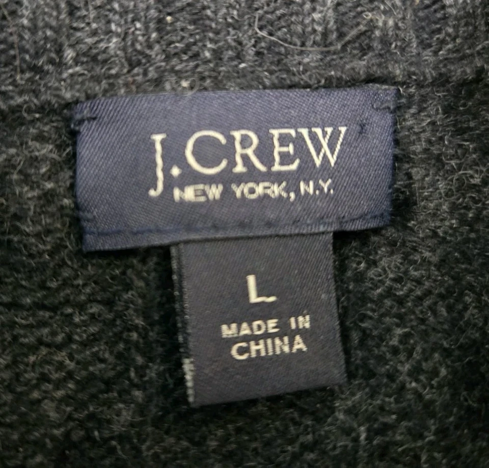 J Crew Sweater Mens L Grey 1/4 Zip Lambswool Angora Rabbit Cashmere Cable Knit - Image 4 of 4