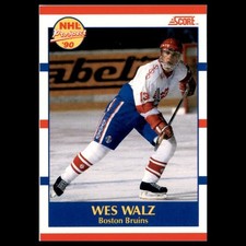Wes Walz Rookie #418 1990-91 Score Boston Bruins Hockey Card NHL. rookie card picture