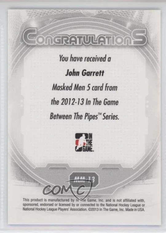 2012-13 ITG Between the Pipes Men 5 Rainbow Vault Emerald John Garrett #MM-13 - Image 2 of 2