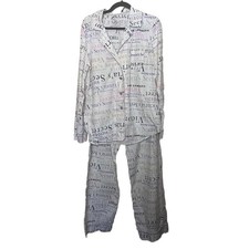 Victoria's Secret White Spell Out Cotton Pajama Top Pants Set Women  s Sz Large