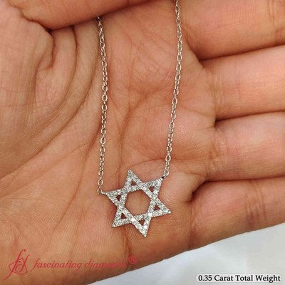 1/3 ctw Rundschliff Lab Created Diamant Davidstern Anhänger 14K Gold/Silber