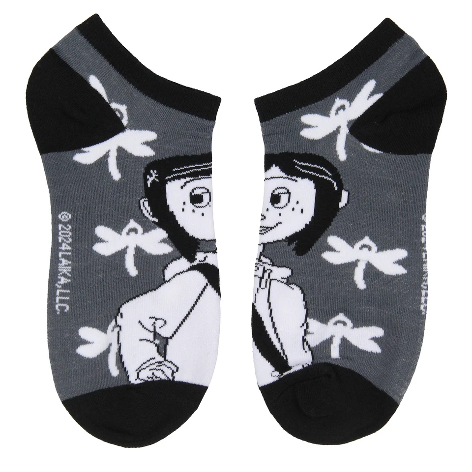 Paquete de 5 calcetines tobilleros Coraline para mujer diseños inspirados en personajes misteriosos Foto 3 de 4