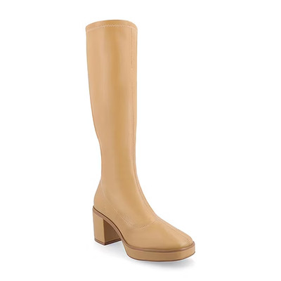 Journee Collection Alondra Platform Boots Tan 6 Faux Leather Knee High size 8W
