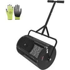 24" Metal Compost & Peat Moss Spreader-Mesh Roller for Lawn, Garden, Topsoil, Mu