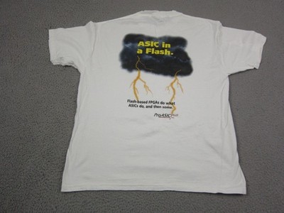 Vintage ASIC in a Flash Shirt Adult Large L White Actel FPGA Single Stitch Y2K