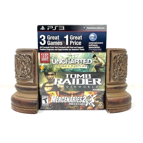 ESA Foundation Game Pack Uncharted, Mercenaries 2 Tomb Raider Underworld PS3 NEW
