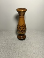 VTG Wooden Hand Carved Pedestal Bud Flower Vase Painted Folk Art / Home Decor