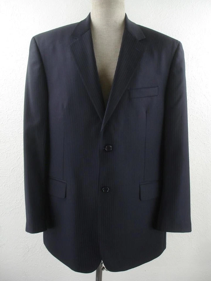 Pantalones de traje para hombre talla 44R Michael Kors azul marino a rayas 100 % lana 2 piezas 34 X 29 Foto 2 de 4