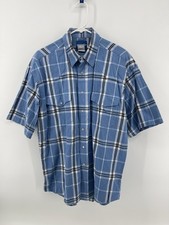 Vintage Wrangler Western Pearl Snap Shirt Mens Sz Medium Blue Plaid Short Sleeve
