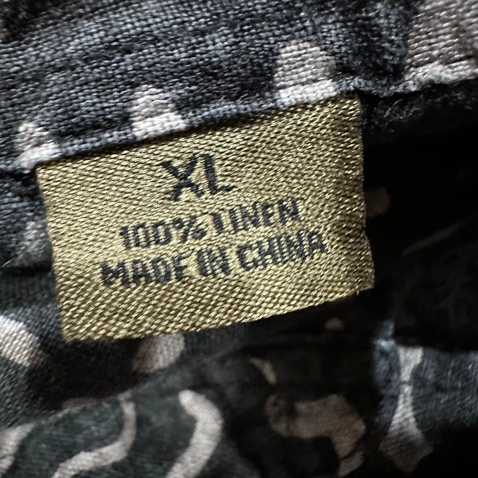 Camisa Axist Para Hombre Gris XL Lino Manga Corta Gris Carbón con Estampado Abstracto Foto 4 de 4