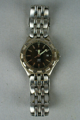 MENS RELIC WET WATCH BLACK FACE SILVER BAND WRISTWATCH MODEL MENS RELIC WET WATCH BLACK FACE SILVER BAND WRISTWATCH MODEL