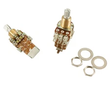 Bourns Dual Gang PDB183 Mini Guitar Split-Shaft Pot. W/ Push-Pull Switch 250k