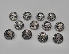 12 pcs Acapulco Mexico Eagle Silver Plastic Craft Sewing Shank Buttons 15mm