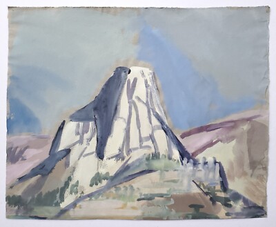 Gemälde Aquarell Tusche Landschaft Gebirge Berg Gerda Henning Nachlass