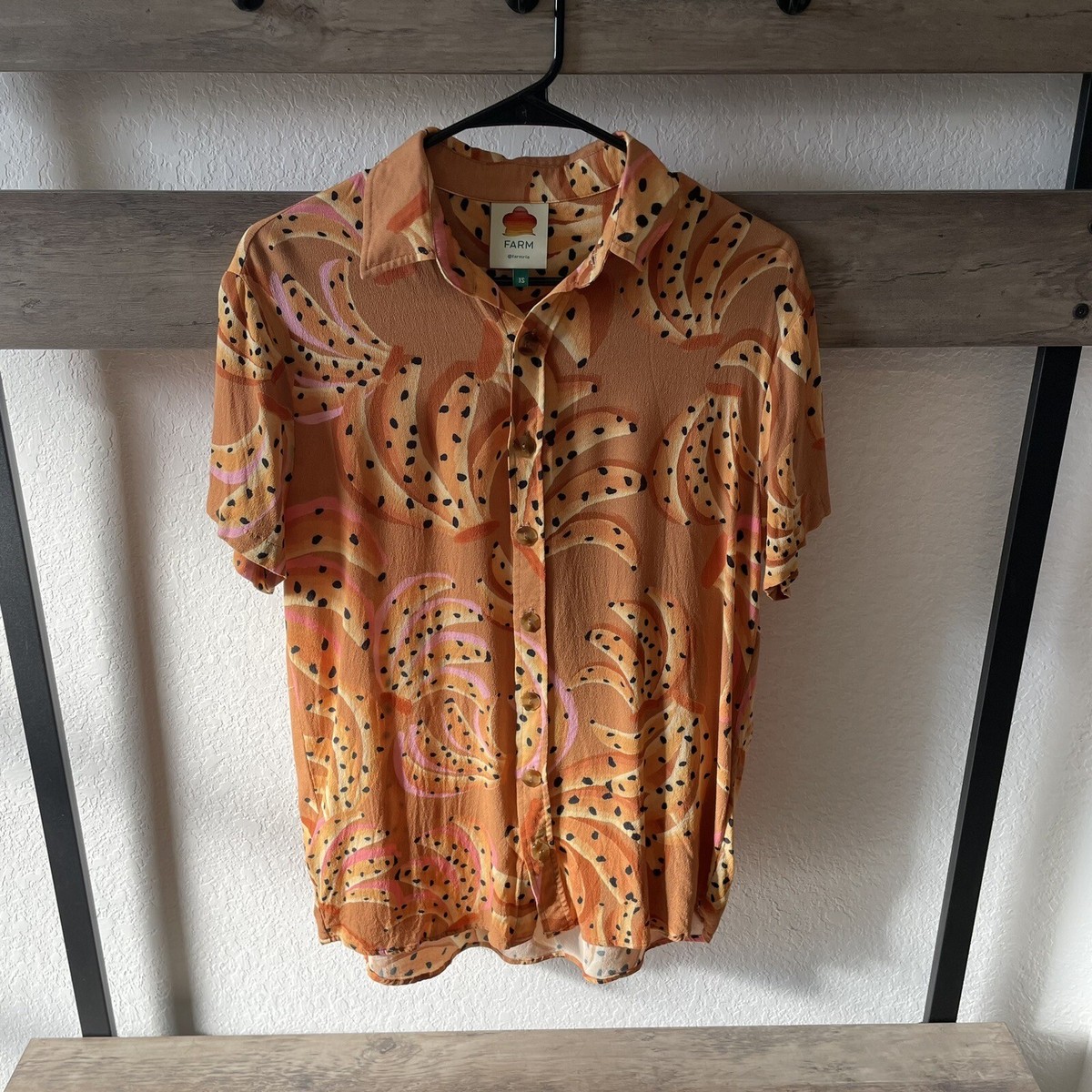 トップス Farm Rio Caramel Rainning Bananas Blouse Farm Rio Anthropologie Caramel Raining Bananas Uni Boyfriend