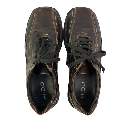 Aldo Leather Oxford Lace Up Dress Shoes Square Toe Men display picture 1
