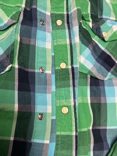 Camicia Carbonio Uomo M Perla Bottoni a Scatto Slim Fit Cowboy Western Verde Rigato - Foto 4 di 15