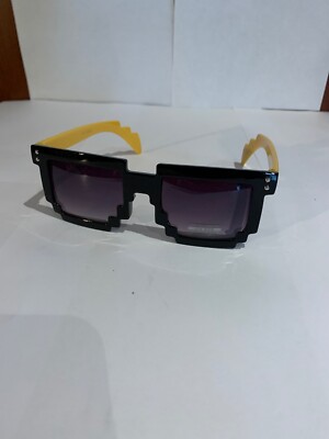 Pixel, 8 Bit, Sunglasses, Yellow, Retro Arcade, Gamer Geek, New W. Tags, 80 s