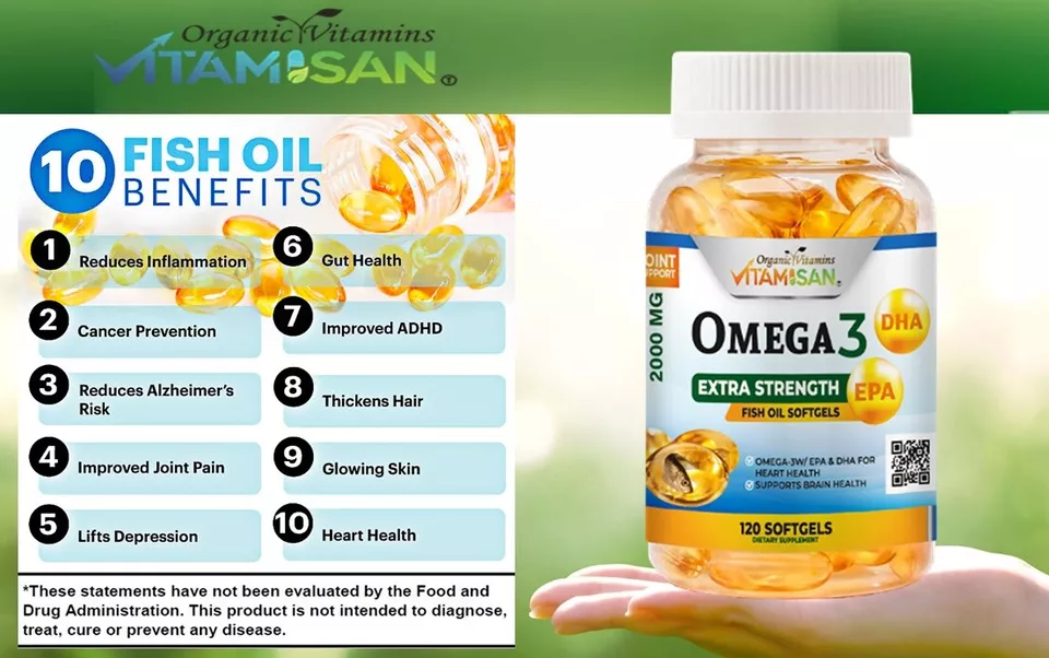 Omega 3 Cápsulas de Aceite de Pescado Triple Fuerza EPA y DHA, Sin Eructo 120 Sofgels NUEVO Foto 3 de 4