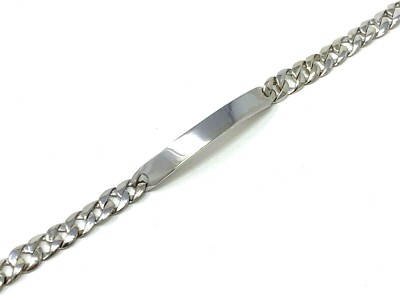 14k Weißgold Kind Baby Junge Kind flach ID kubanisches Armband 6'' 7,3 Gramm