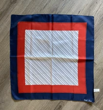 VINTAGE Paul Mas Square Scarf Italy Patriotic Red White Blue Polyester