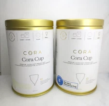 CORA MENSTRUAL REUSABLE CORA ULTRA SOFT PERIOD CUP SIZE 2 MEDIUM LOT OF 2