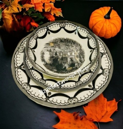 12pc HALLOWEEN ROYAL STAFFORD COVEN WITCH DINNER Salad PLATES & Bowls Set 1666 - Picture 11 of 14