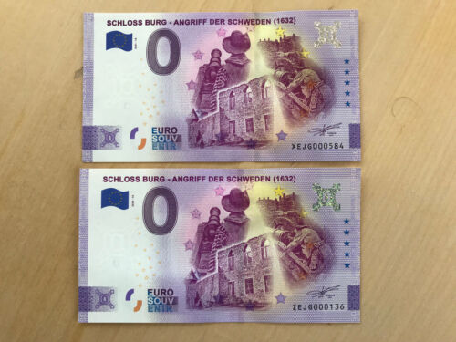 2 pieces - €0 souvenir notes castle castle attack of the Swedes - misprinting - Picture 1 of 3