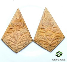 38x26 mm Wooden Handmade Carving Pair 13.73 CTS Antique Loose Carvings