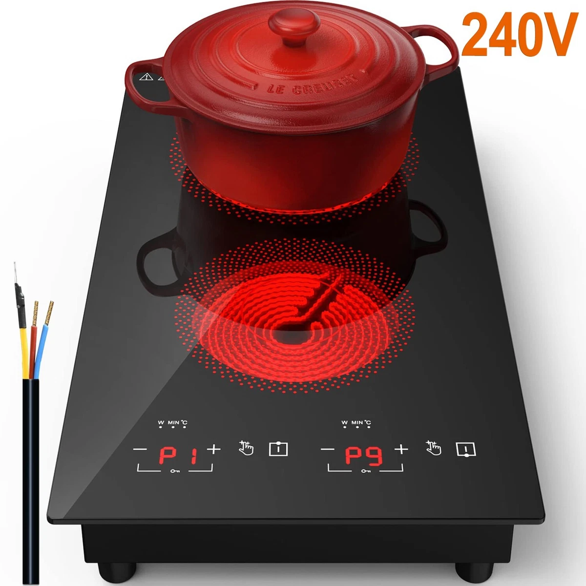 Electric Induction Cooktop 2 Burner Ceramic Glass Stove Top Touch Control |  eBay