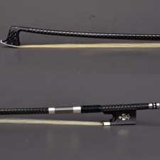Master Silver Braided Carbon Fiber Violin Bow 1/2 Ebony Fleur-De-Lys Frog Light