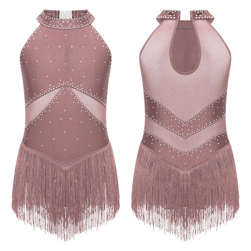 Girls Latin Dance Dress Sparkly Tassel Leotard Hip Hop Jazz Fringed AU - Picture 50 of 61