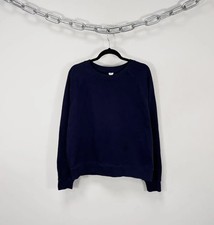 Arket Men  s Navy Blue Basic Cotton Sweatshirt Pullover Crewneck L